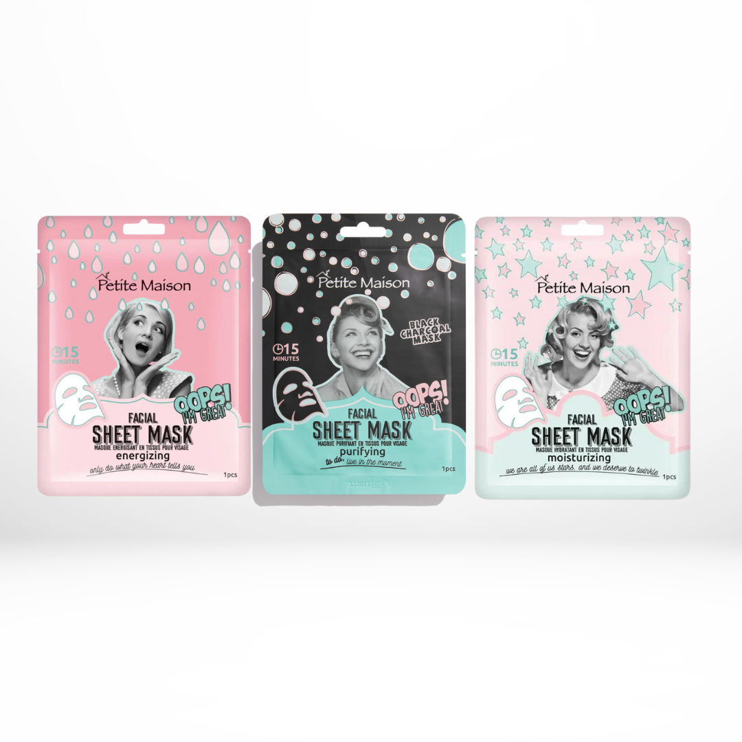 Facial Sheet Mask Pack 3 Pieces (Moisturizing, Purifying, Energizing)