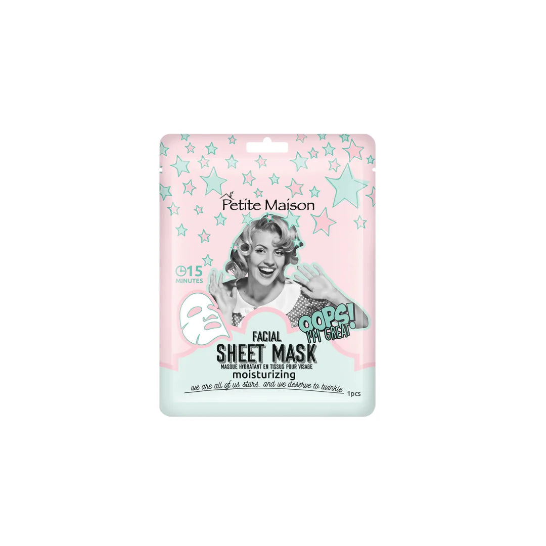 Facial Sheet Mask Pack 6 Pieces - Brightening, Detoxifying, Time Release, Moisturizing, Purifying, Energizing